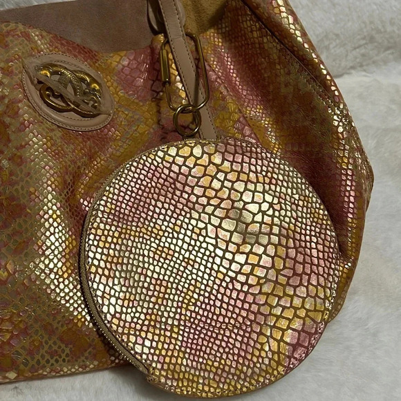Sharif Metallic Leather Snakeskin Print Bag - Picture 10 of 10
